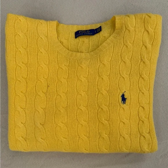 Ralph Lauren Wool & Cashmere Cable Knit Sweater in Yellow
